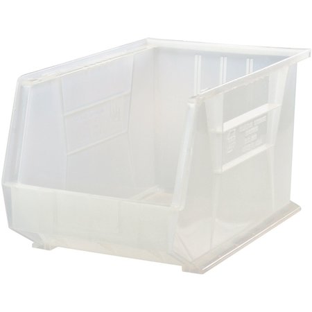 QUANTUM STORAGE SYSTEMS Ultra Stack and Hang Bin, 11 in x 16 in x 8 in, Clear QUS255CL